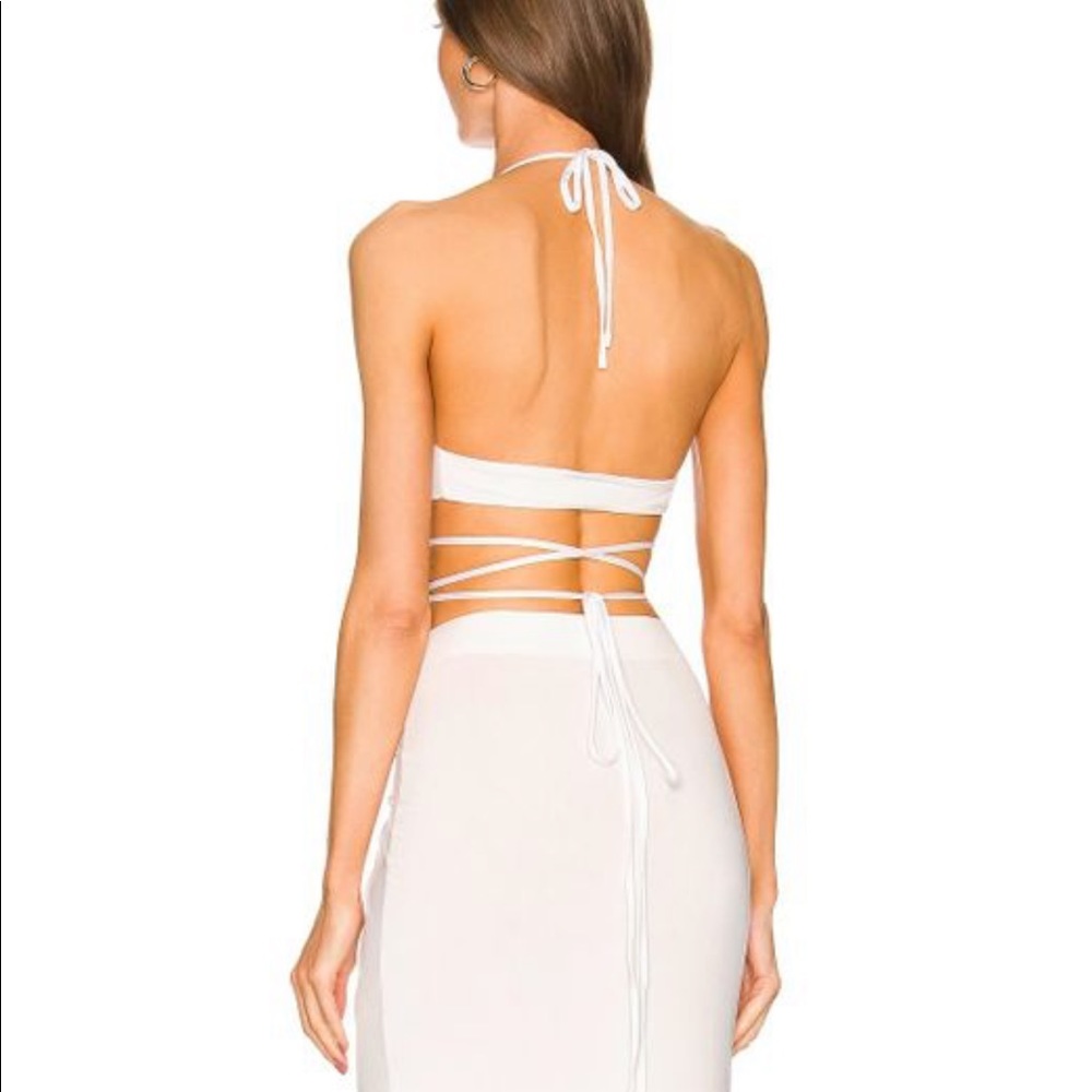 NWOT Michael Costello Women's White X Revolve Leah Crop Top - Picture 3 of 6